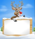 Christmas Cartoon Reindeer Sign Royalty Free Stock Photo